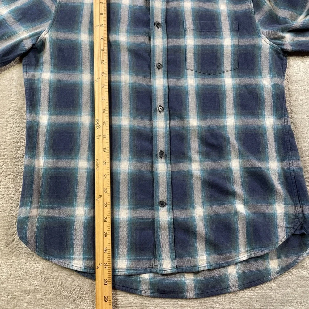 VINCE Shirt‎ Mens Medium Blue Plaid Long Sleeve Office Peppy Luxury Casual